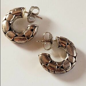 Authentic John Hardy Sterling Silver 925 Kali Pebble 3/4” Hoop Earrings - Silver